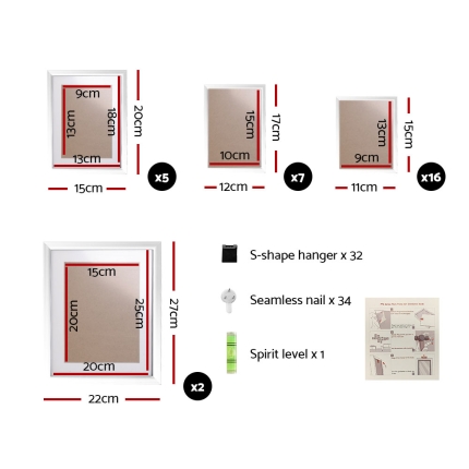 30 PCS Photo Frame Set Wall Hanging Collage Picture Frames Home Decor Gift White - Image 2
