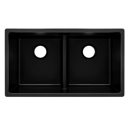 Cefito Stone Kitchen Sink 790X460MM Granite Under/Topmount Basin Double Bowl Black - Image 2