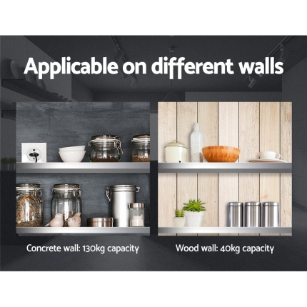 Stainless Steel Wall Shelf Kitchen Shelves Rack Mounted Display Shelving 1200mm - Image 4