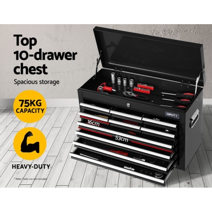 Giantz Tool Box Chest Trolley 16 Drawers Cabinet Cart Garage Toolbox Black - Image 4