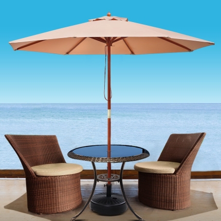 Instahut 2.7M Outdoor Pole Umbrella Cantilever Stand Garden Umbrellas Patio Beige - Image 7