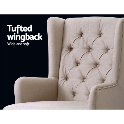 Artiss Rocking Armchair Feedining Chair Fabric Armchairs Lounge Recliner Beige - Image 6