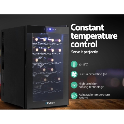 Devanti Wine Cooler 28 Bottles Glass Door Beverage Cooler Thermoelectric Fridge Black - Image 7
