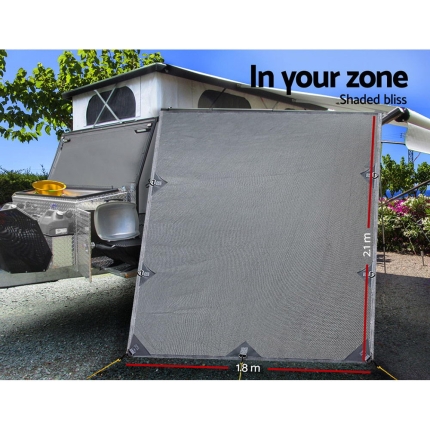 Weisshorn Caravan Roll Out Awning Pop Top End Wall - Grey - Image 2