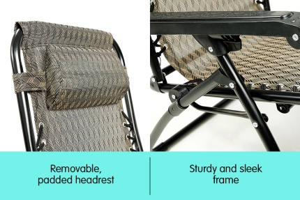 Zero Gravity Reclining Deck Chair - Grey - Image 2