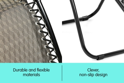 Zero Gravity Reclining Deck Chair - Grey - Image 3