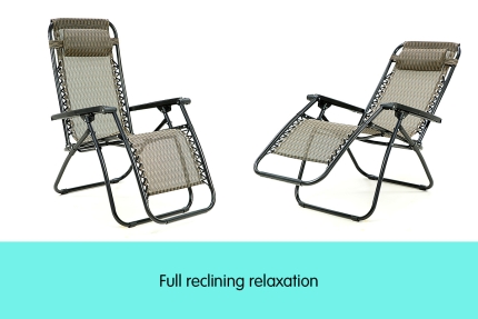 Zero Gravity Reclining Deck Chair - Grey - Image 4