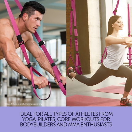Suspension Exercise Training Straps - Pink - Image 6