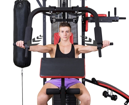 Multi-Station Home Gym with Punching Bag - 165lbs - Image 8