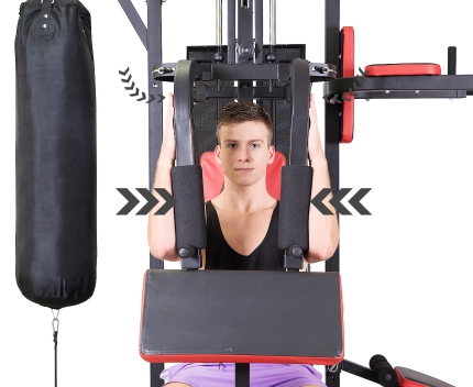 Multi-Station Home Gym with Punching Bag - 165lbs - Image 9