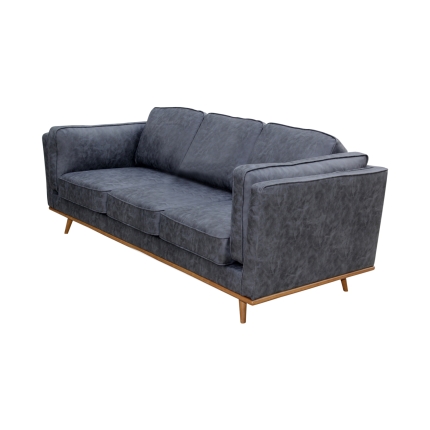 Sofa Brand New 3 Seater Fabric Cover Blue High Density Foam Wooden Frame York - Image 2