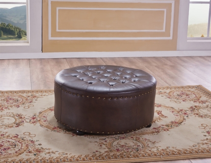 Ottoman Xavier PU Leather Brown Colour - Image 2