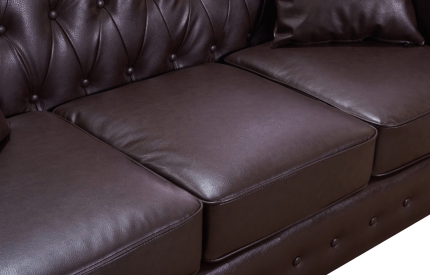 Xavier Sofa PU Leather 3 Seater Brown - Image 4