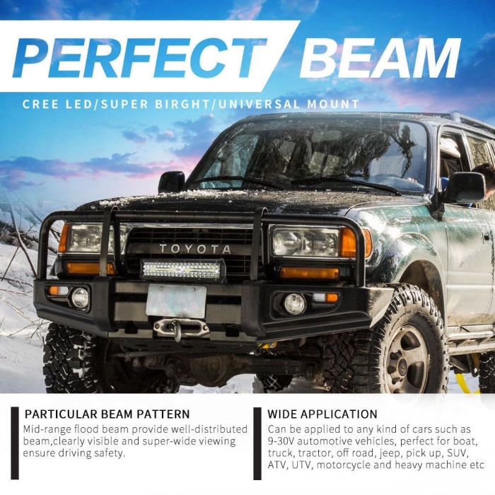 12inch CREE LED Work Light Bar Spot Flood OffRoad Fog Driving 4WD 4x4 Reverse - Image 9