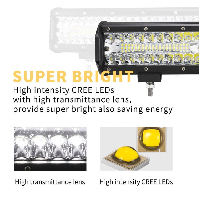 2x12inch CREE LED Work Light Bar Spot Flood OffRoad Fog Driving 4WD 4x4 Reverse - Image 4