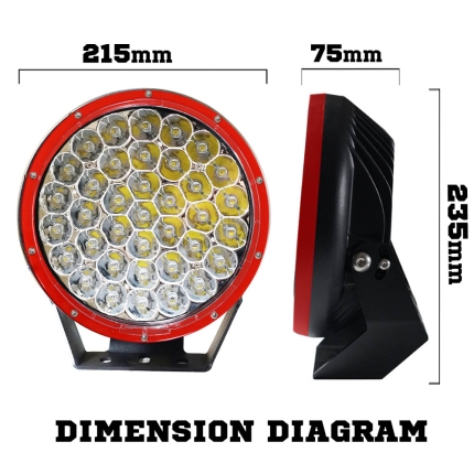 Pair 9inch 370w LED Driving Light Cree Red Round Spotlight BAR Offroad 4x4 - Image 6