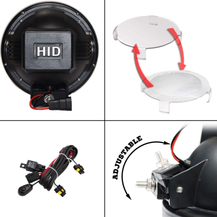 Pair 7inch 100W HID Xenon Driving Light Spotlight Offroad Work Lamp Black 12V - Image 3