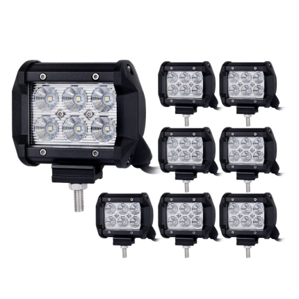 8pcs 4inch CREE LED Work Light Bar Flood Beam Offroad Lamp Save On 35W/45W Reverse