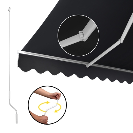 Instahut 5M x 2.5M Outdoor Folding Arm Awning - Grey - Image 5