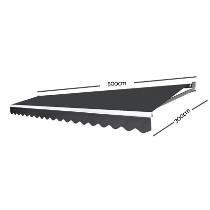 Instahut 5M x 3M Outdoor Folding Arm Awning - Grey - Image 2