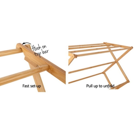 Artiss Bamboo Clothes Dry Rack Folable Towel Hanger Laundry Drying - Image 6