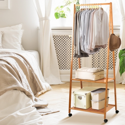 Artiss Bamboo Hanger Stand Wooden Clothes Rack Display Shelf - Image 7