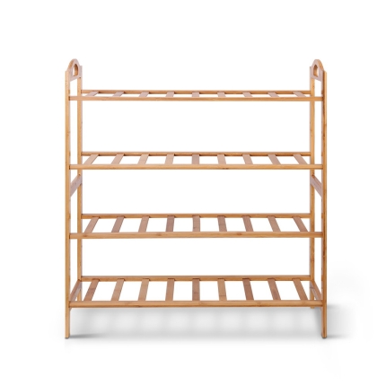Artiss Bamboo Shoe Rack Organiser Wooden Stand Shelf 4 Tiers Shelves - Image 3