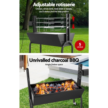 Grillz Electric Rotisserie BBQ Charcoal Smoker Grill Spit Roaster Outdoor Burner - Image 5