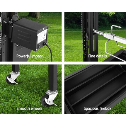 Grillz Electric Rotisserie BBQ Charcoal Smoker Grill Spit Roaster Outdoor Burner - Image 6