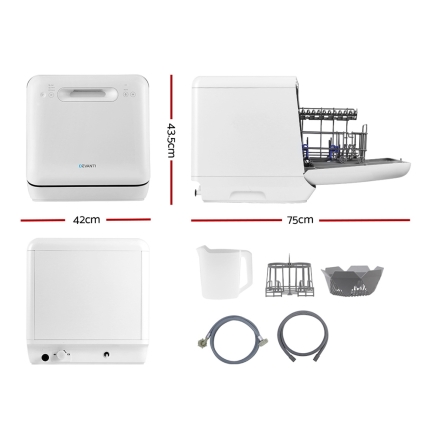 Devanti Counter Benchtop Dishwasher Portable Caravan Dishwashers Baby Bottle Sterilizer White - Image 2