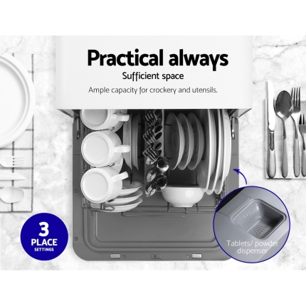 Devanti Counter Benchtop Dishwasher Portable Caravan Dishwashers Baby Bottle Sterilizer White - Image 4