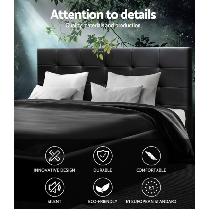 Artiss LISA Queen Size Gas Lift Bed Frame Base With Storage Mattress Black Leather - Image 4