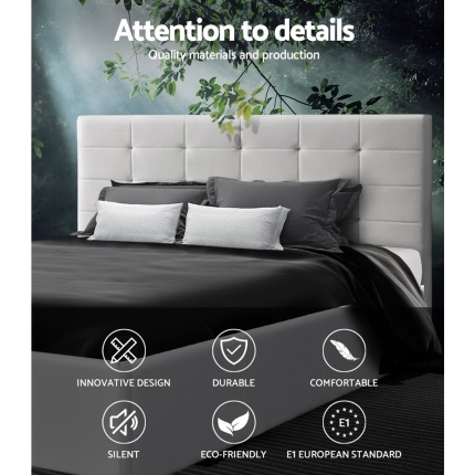 Artiss LISA Queen Size Gas Lift Bed Frame Base With Storage Mattress White Leather - Image 4