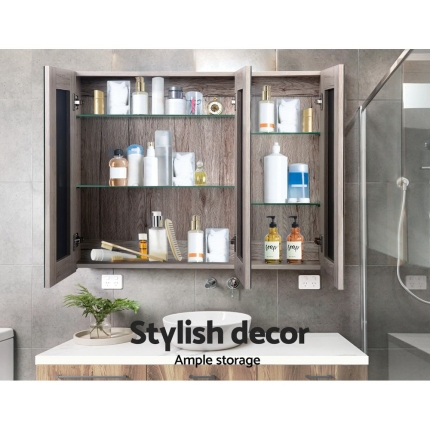 Cefito Bathroom Vanity Shaving Mirror Cabinet 1200MM x 720MM Pencil Edge Natural - Image 5