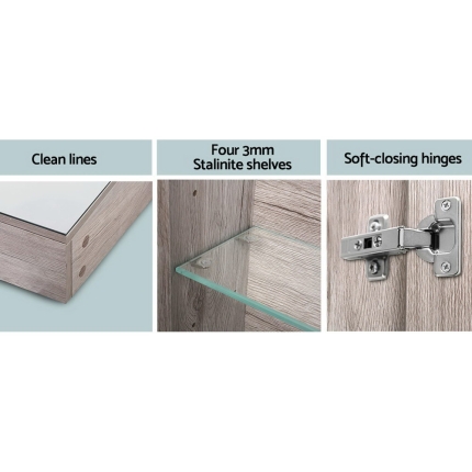 Cefito Bathroom Vanity Shaving Mirror Cabinet 1200MM x 720MM Pencil Edge Natural - Image 6