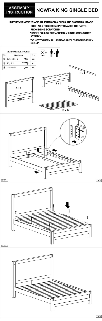 Nowra King Single Bed Oak - Image 7