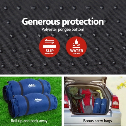 Weisshorn Self Inflating Mattress Camping Sleeping Mat Air Bed Pad Double Navy 10CM Thick - Image 6