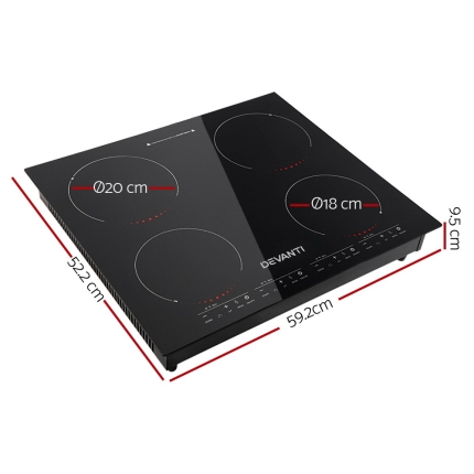Devanti Induction Cooktop 60cm Electric Ceramic Cooker 4 Burner Stove - Image 2
