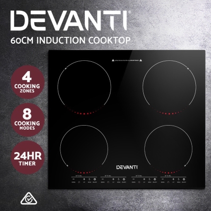 Devanti Induction Cooktop 60cm Electric Ceramic Cooker 4 Burner Stove - Image 3