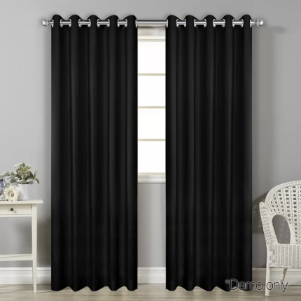 Art Queen 2 Panel 240 x 213cm Block Out Curtains - Black - Image 9