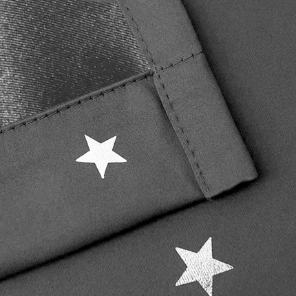 Art Queen 2 Star Blockout 240x230cm Blackout Curtains - Grey - Image 5