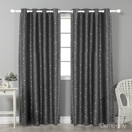 Art Queen 2 Star Blockout 240x230cm Blackout Curtains - Grey - Image 9