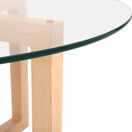 Artiss Tempered Glass Round Coffee Table - Beige - Image 5