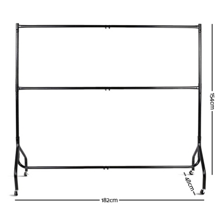 6FT Double Metal Garment Display Rail - Black - Image 2