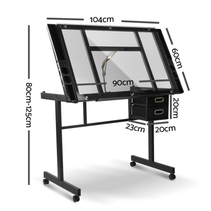 Artiss Adjustable Drawing Desk - Black and Grey - Image 2