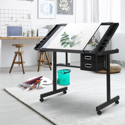 Artiss Adjustable Drawing Desk - Black and Grey - Image 7