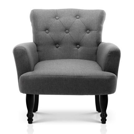 Artiss French Lorraine Chair Retro Wing - Grey - Image 3