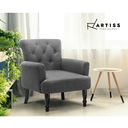 Artiss French Lorraine Chair Retro Wing - Grey - Image 6
