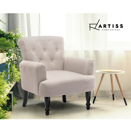 Artiss French Lorraine Chair Retro Wing - Taupe - Image 6
