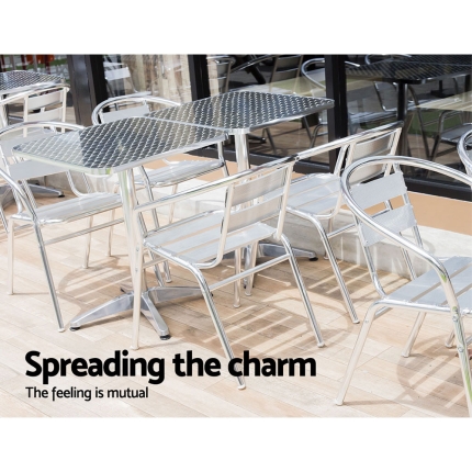 Bar Table Outdoor Furniture Adjustable Aluminium Pub Cafe Indoor Square Gardeon - Image 3